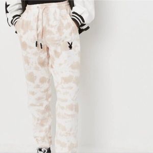 Playboy x Missguided Stone Tie Dye Print Oversized Joggers